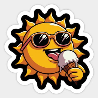 Sun Eating Ice Cream Summer Sticker